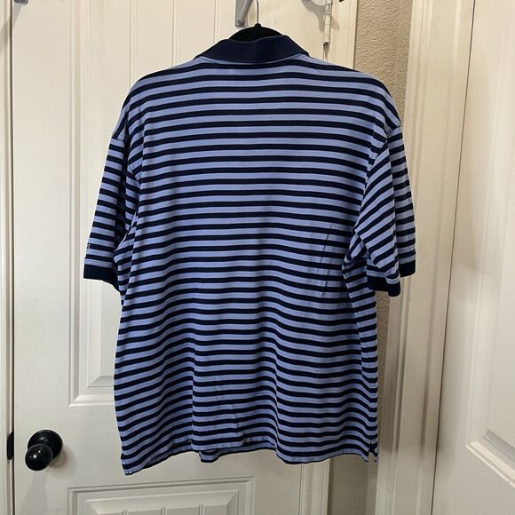 Masters Collection Men’s Large Blue Striped Golf Polo Shirt Pima Cotton Two-Ply - Picture 5 of 8